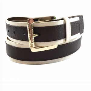 Michael Kors Brown and White Leather Belt